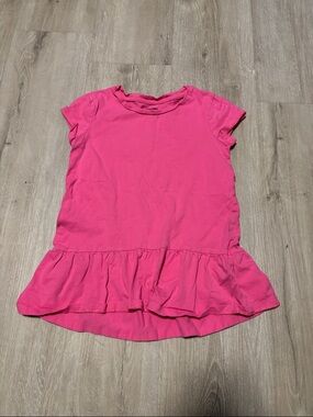Spotted Zebra Girls' Short Sleeve Ruffle-Hem Tee in Bright Pink
